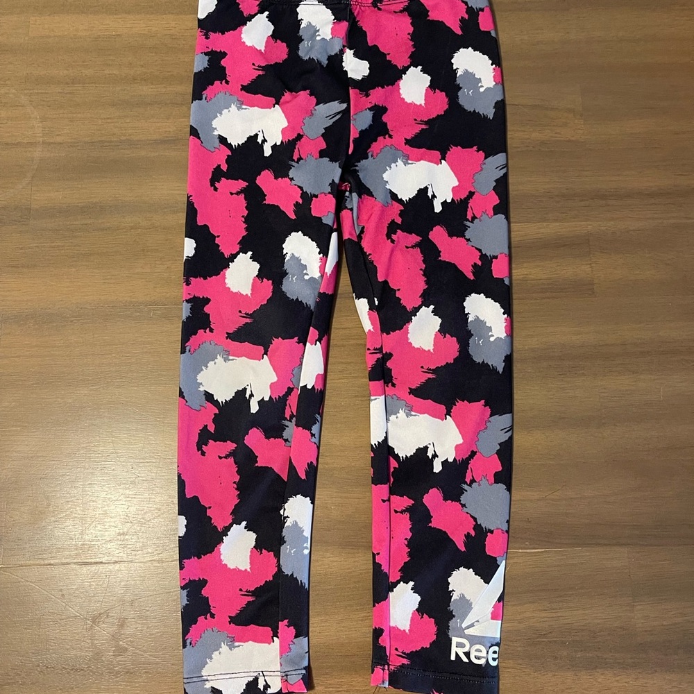 Reebok Pink and Black Camouflage Leggings